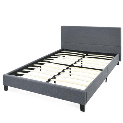 Full/Queen Size Upholstered Platform Bed Frame with Linen Headboard
