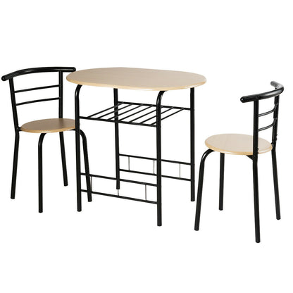 3 pcs Home Kitchen Bistro Pub Dining Table 2 Chairs Set