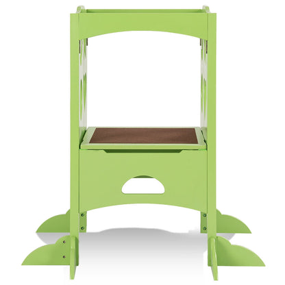 Folding Kids Kitchen Counter Step Stool-Green