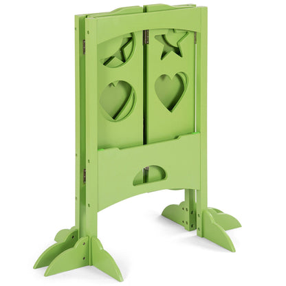 Folding Kids Kitchen Counter Step Stool-Green