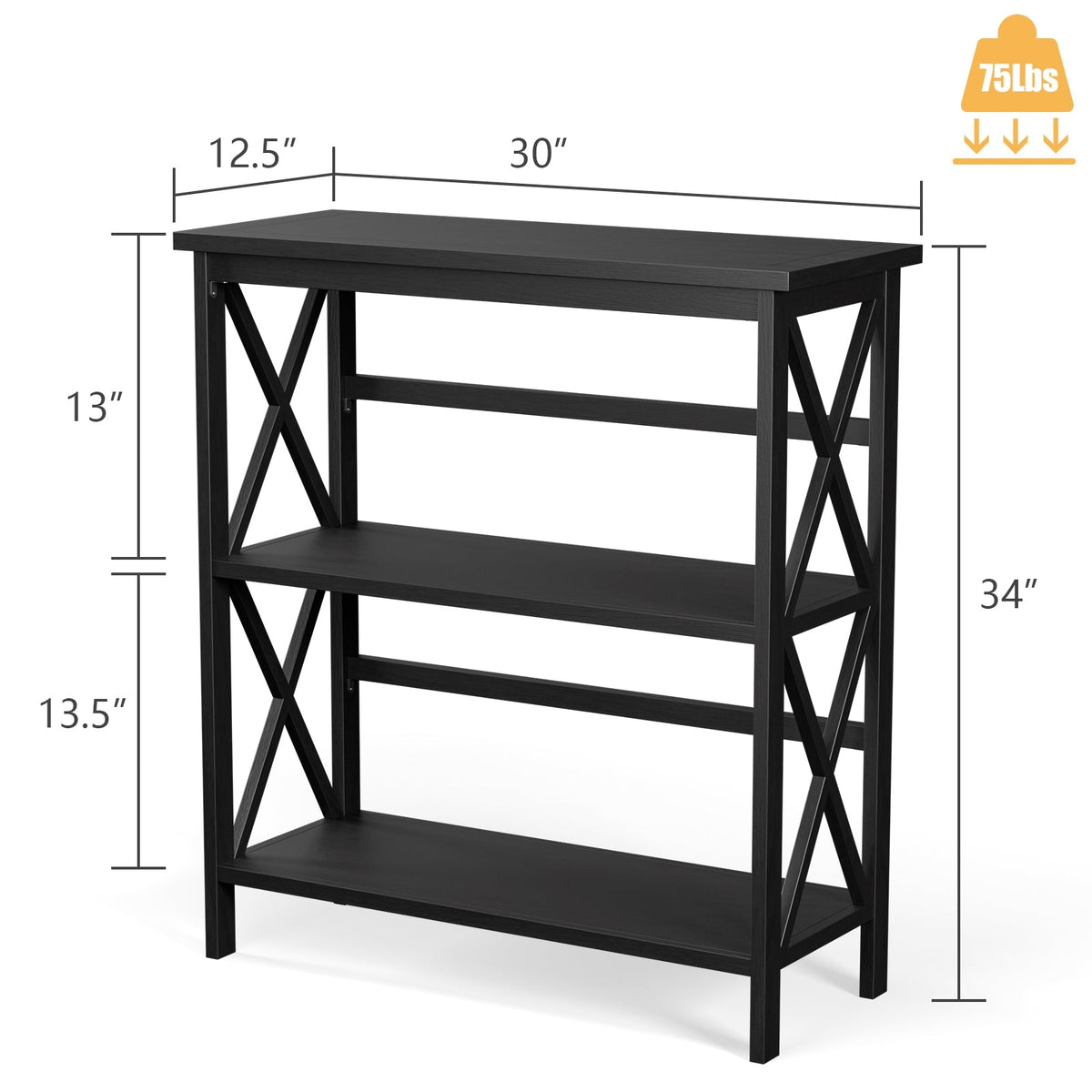 3-Tier Wooden Multi-Functional X-Design Etagere Storage Bookshelf