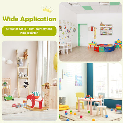 5 pcs Kids Pine Wood Table Chair Set