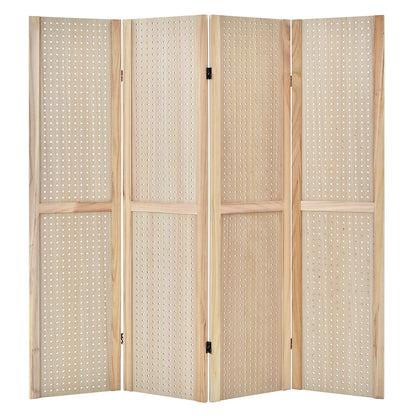 4-Panel Pegboard Display 5 Feet Tall Folding Privacy Screen for Craft Display Organized