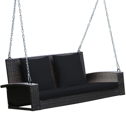 2-Person Patio Rattan Porch Swing with Cushions