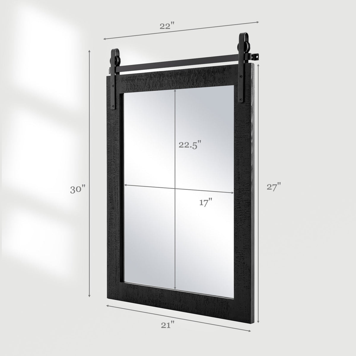 30 x 22 Inch Wall Mount Mirror with Wood Frame