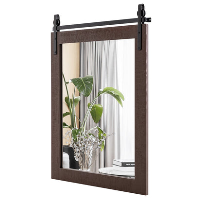 30 x 22 Inch Wall Mount Mirror with Wood Frame