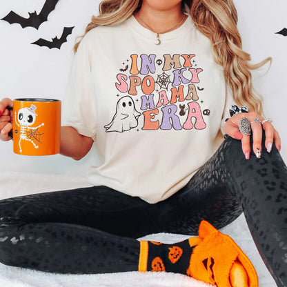 In My Spooky Mama Era Comfort Colors Shirt, Funny Mom Gift, Halloween Mom Shirt, Spooky Mom Tee, Pastel Ghost Shirt, Retro Halloween Shirt