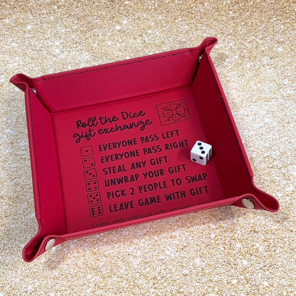 Christmas Dice Exchange Game – White Elephant Gift Tray