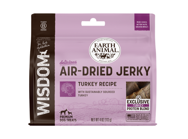 Earth Animal Wisdom Air Dried Turkey Jerky Dog Treats (4oz)