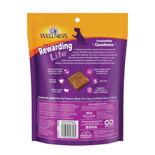 Wellness All Life Stages Rewarding Life Chicken and Venison Soft Dog Treats (6oz)