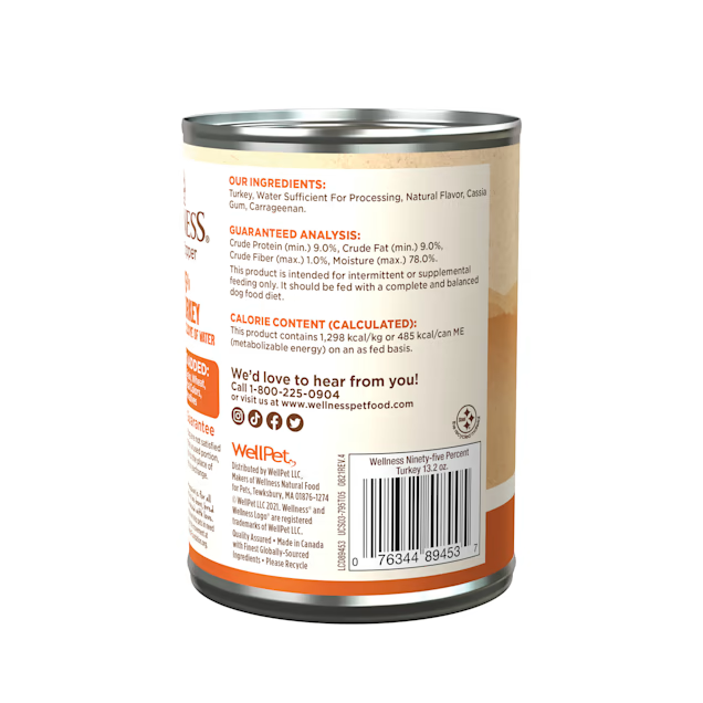 Wellness Adult 95% Turkey Wet Dog Food (13.2oz)
