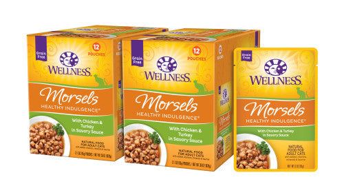 Wellness Adult Pouch Healthy Indulge Morsels Chicken and Turkey Wet Cat Food (3oz)