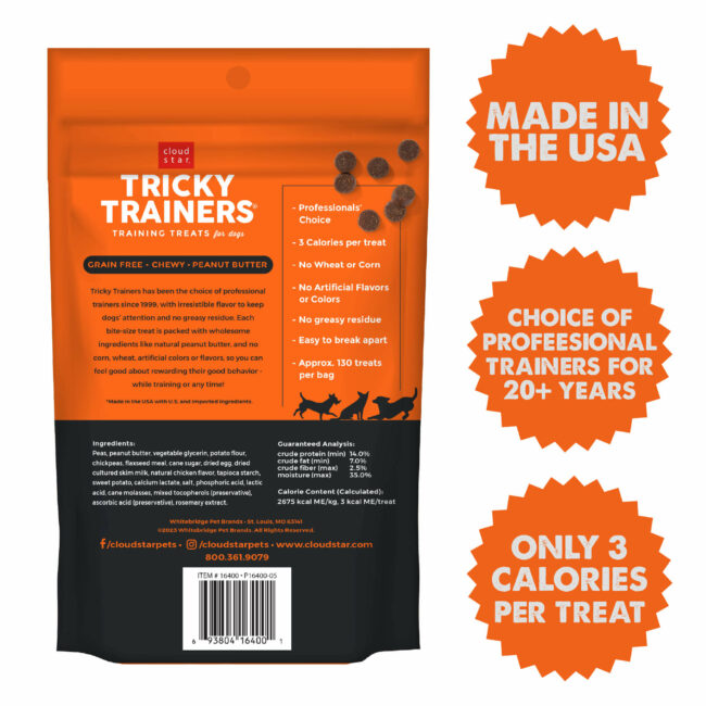 Tricky Trainers Soft and Chewy Grain Free Peanut Butter Dog Treats (12oz)