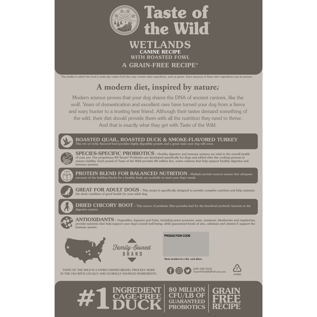 Taste of the Wild Adult Wetland Fowl Canine Food