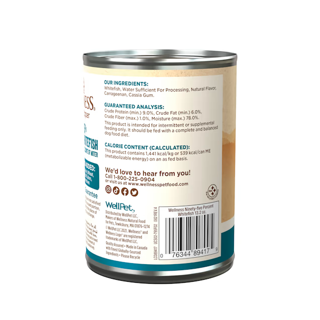 Wellness Adult 95% Whitefish Wet Dog Food (13.2oz)