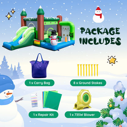 Inflatable Christmas Bouncy House with 735w Blower