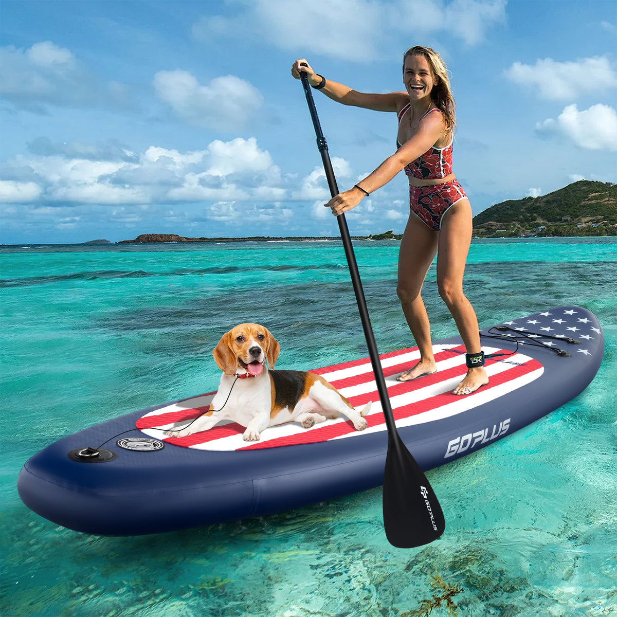 Inflatable Paddle Board with Removable Fin and Backpack