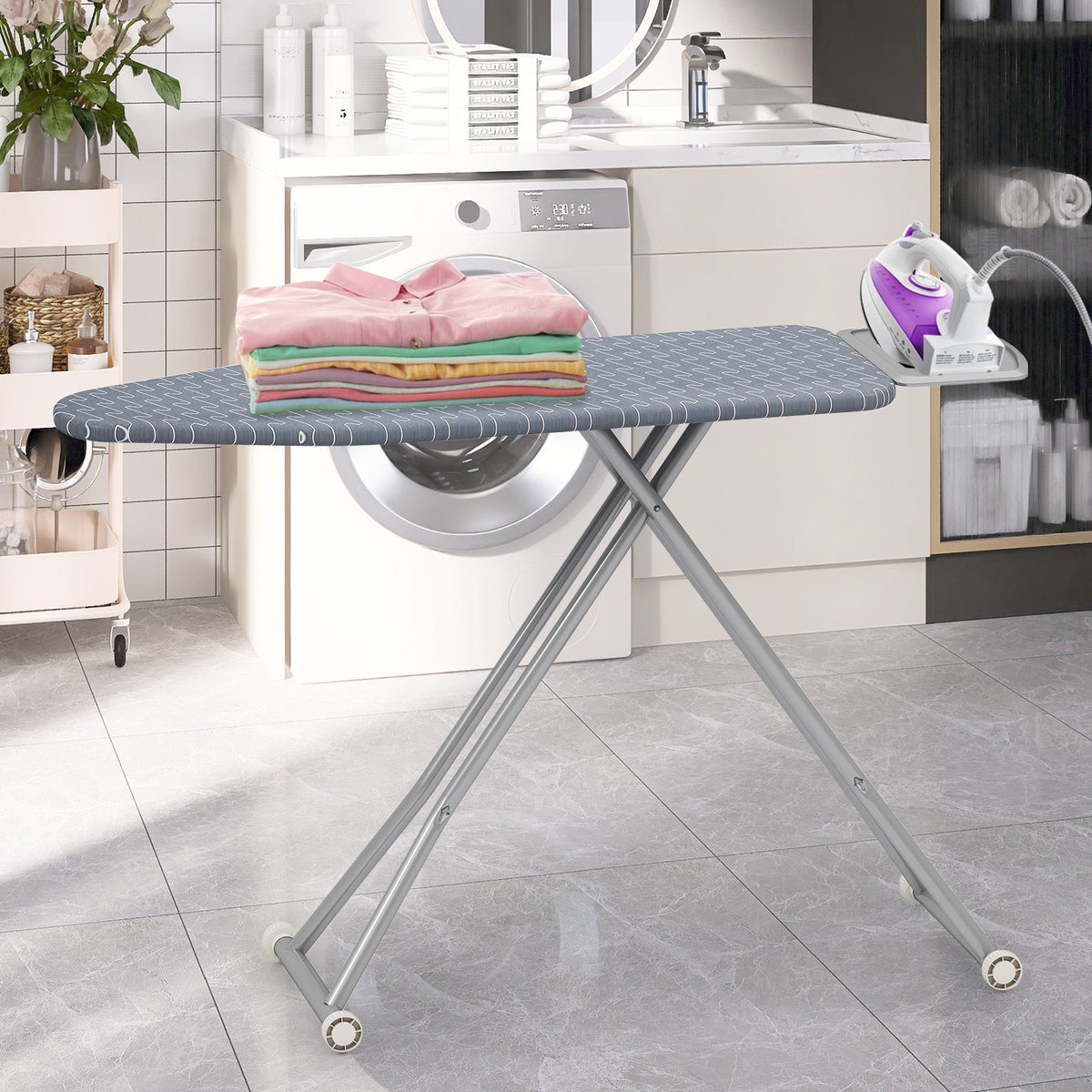Ironing Board with Iron Rest and Removable Silver-Gray