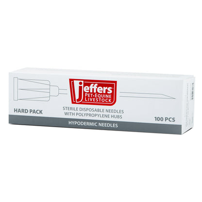 Jeffers Poly Hub Hypodermic Needles for Veterinary Use, Box of 100