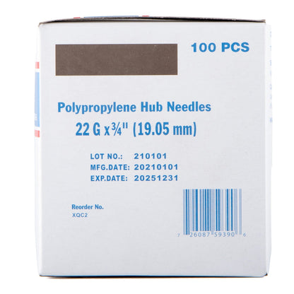 Jeffers Poly Hub Hypodermic Needles for Veterinary Use, Box of 100