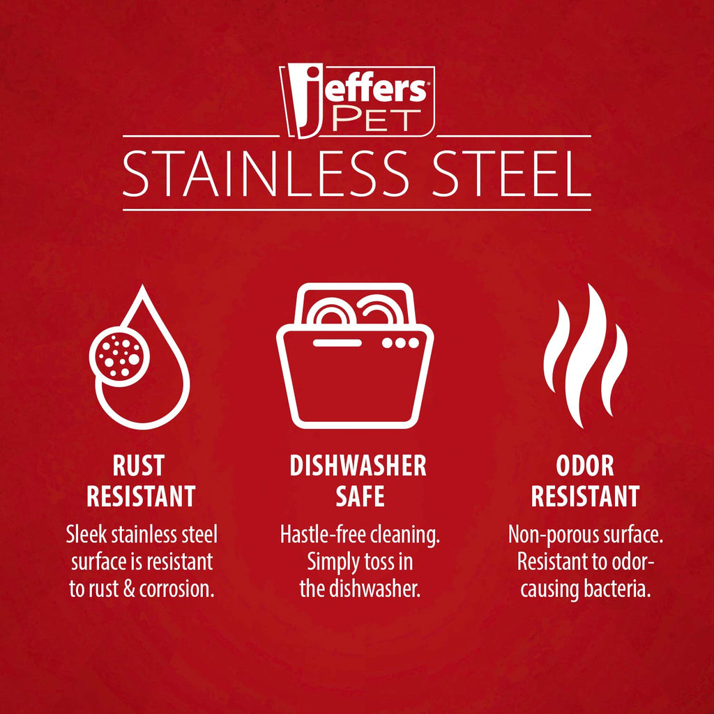 Jeffers No-Skid/No-Tip Stainless Steel Pet Bowls