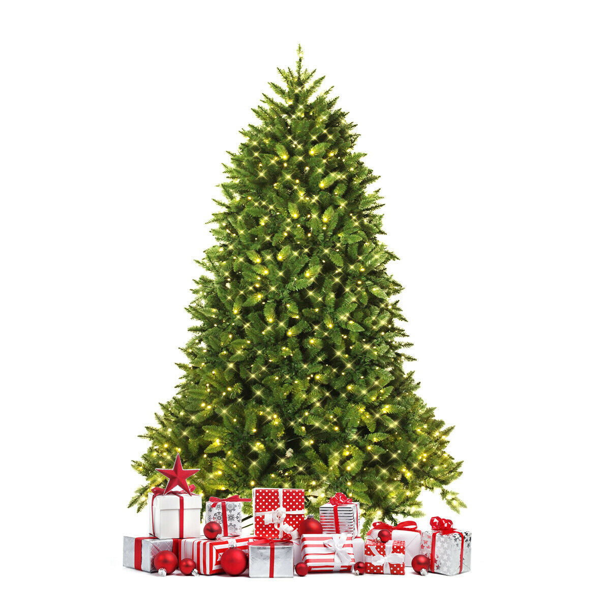 Premium Hinged Artificial Fir Christmas Tree with LED Lights
