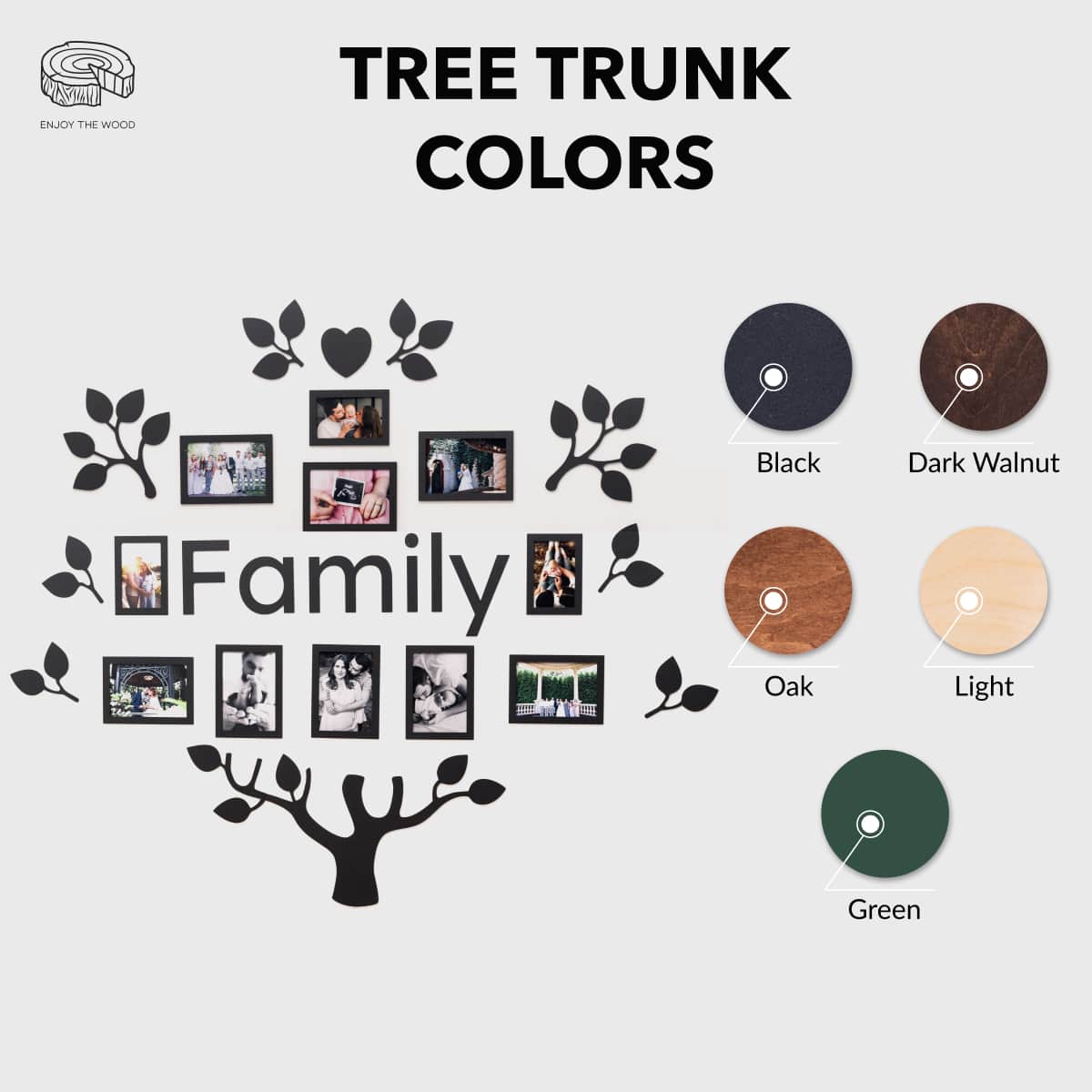 Wooden Led Family Tree - Black Ember