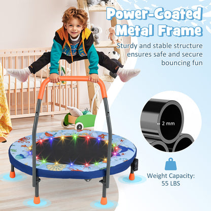 Mini Trampoline Folding Small Rebounder for Kids with Lights-Blue