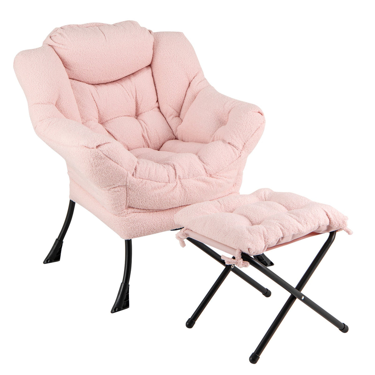 Modern Accent Chair with Folding Footrest and Head Pillow