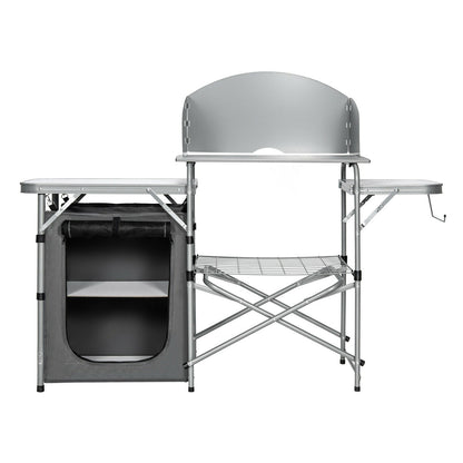 Foldable Outdoor BBQ Portable Grilling Table With Windscreen Bag