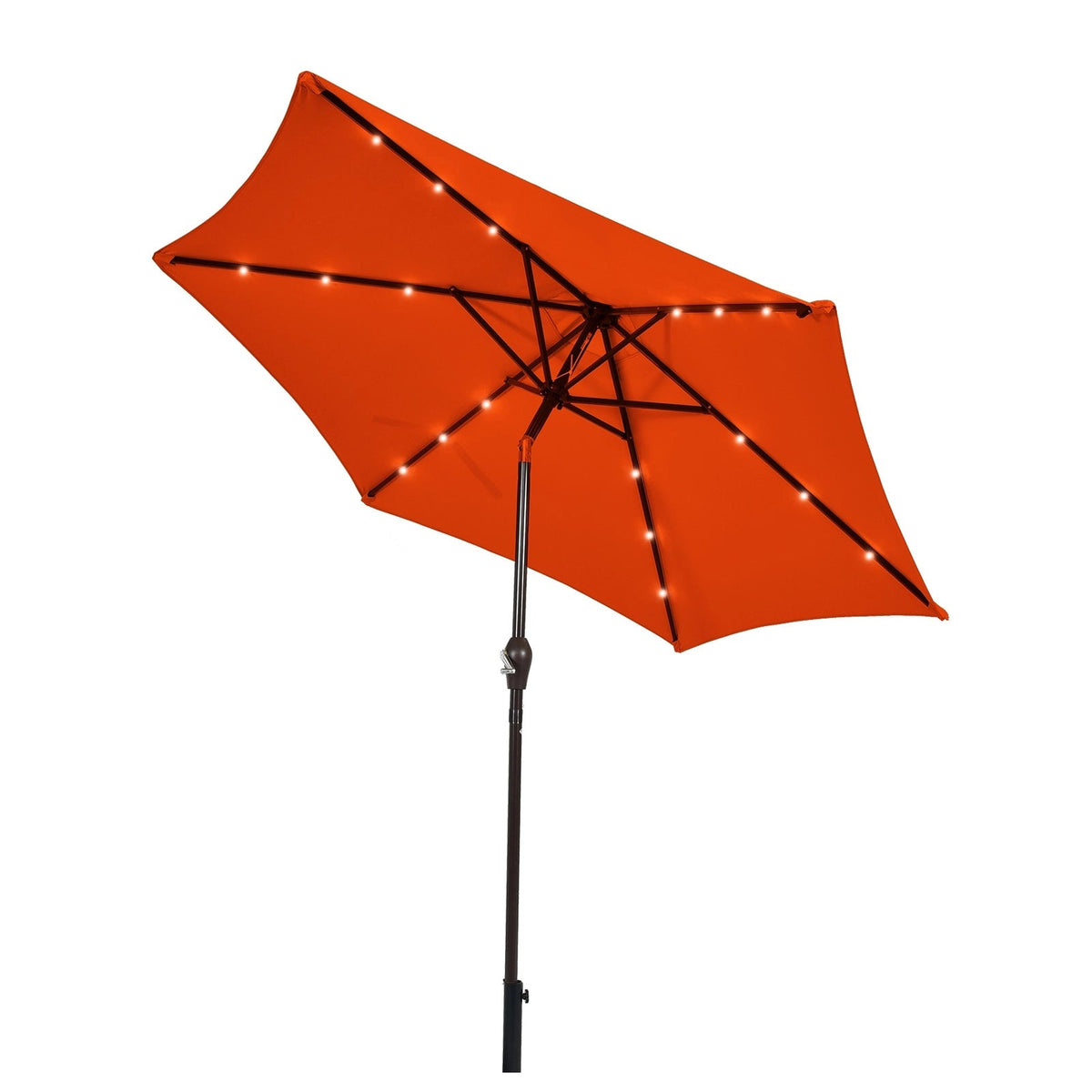 9 Feet Solar LED Lighted Patio Market Umbrella Tilt Adjustment Crank Lift