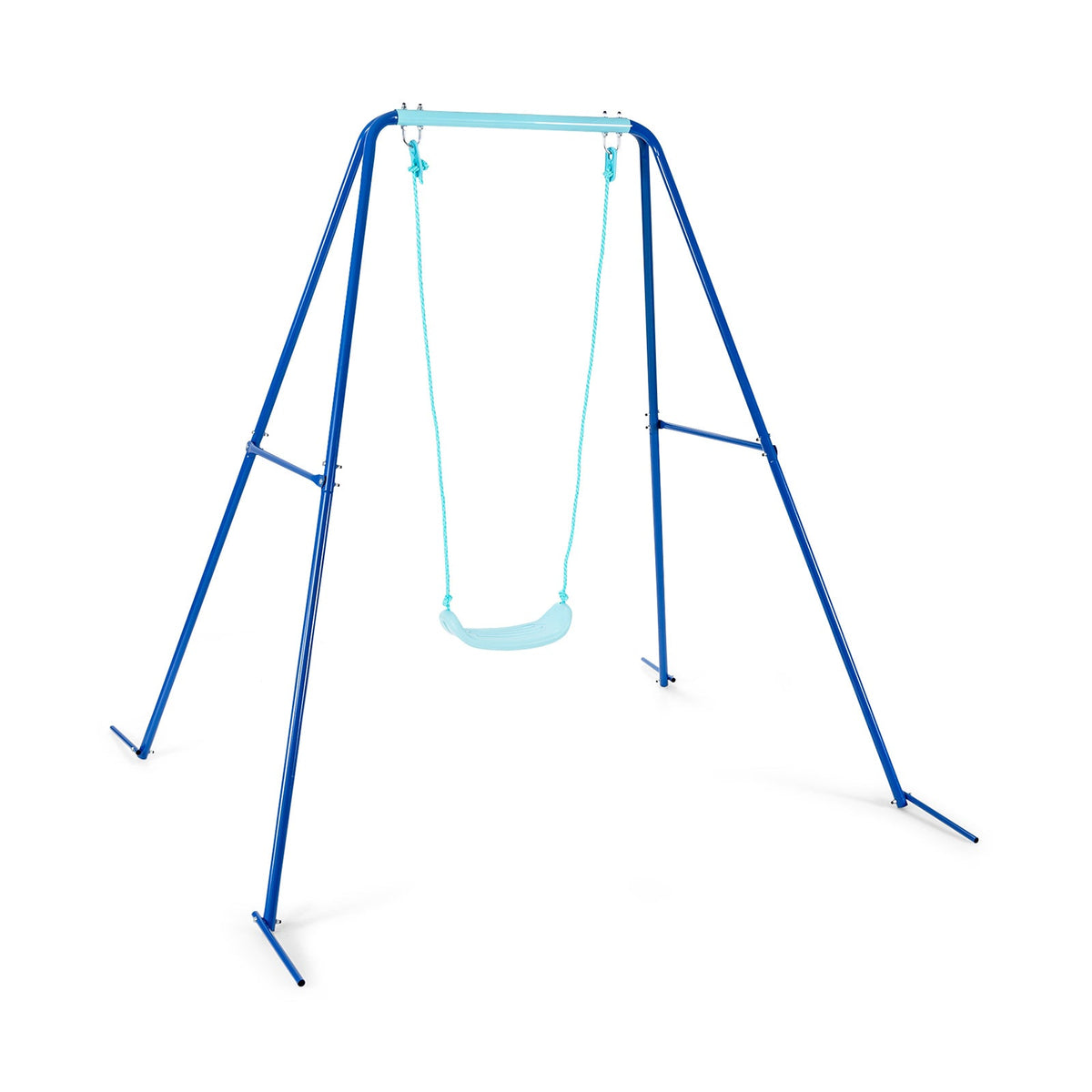 Outdoor Kids Swing Set with Heavy-Duty Metal A-Frame and Ground Stakes