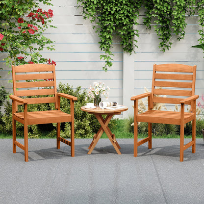 Outdoor Wooden Dining Chairs with Inclined Backrests and Slatted Seats