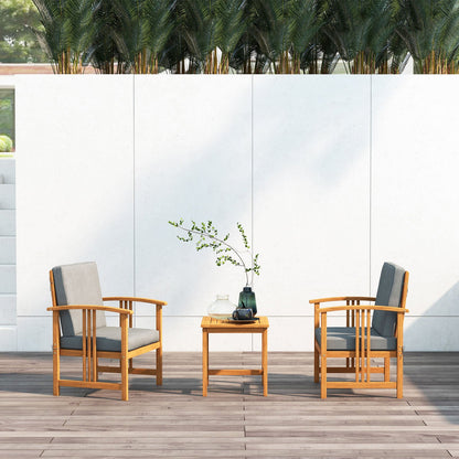 3PC Solid Wood Outdoor Patio Sofa Furniture Set