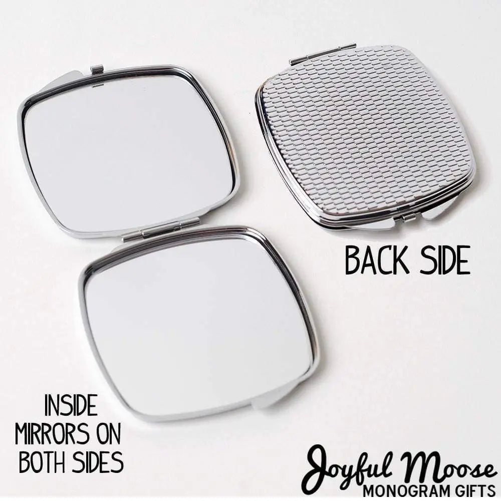 Personalized Compact Mirror - Personalized Bridesmaids Gifts - Black Chevron Wedding Compact Mirrors