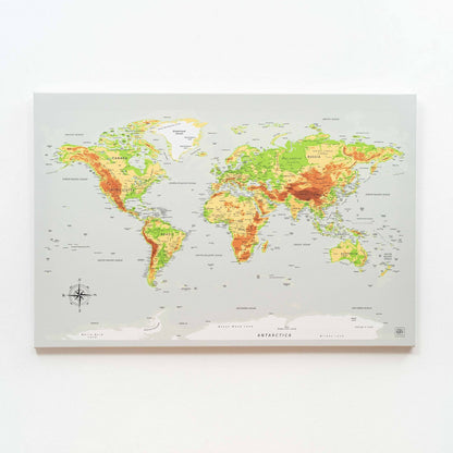 World Map on Canvas - Physical