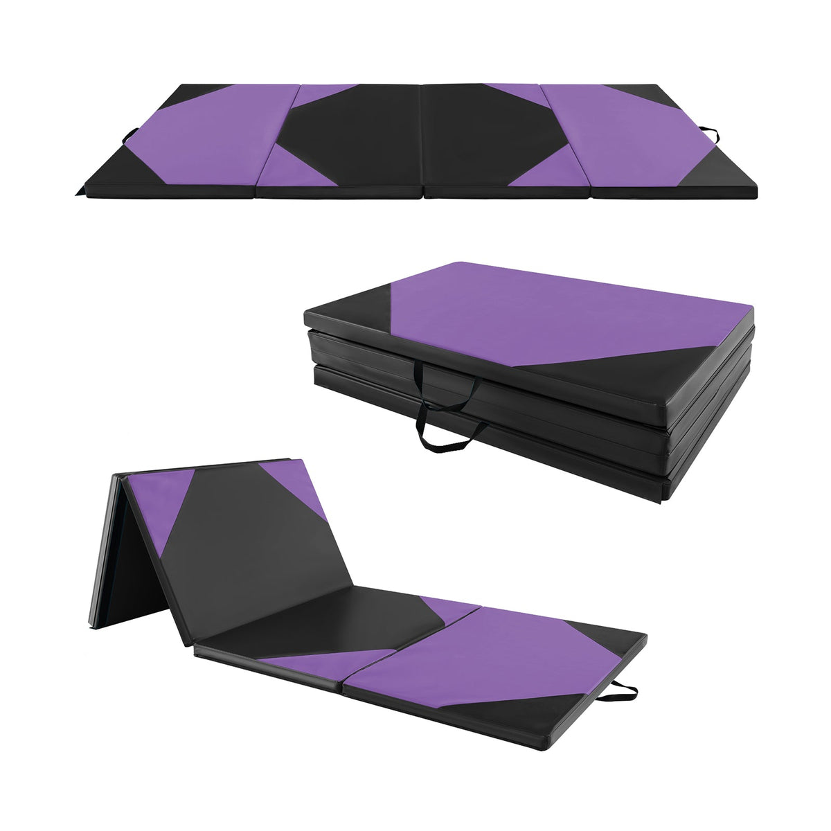 10 Feet x 4 Feet x 2 Inch Folding Exercise Mat with Hook and Loop Fasteners