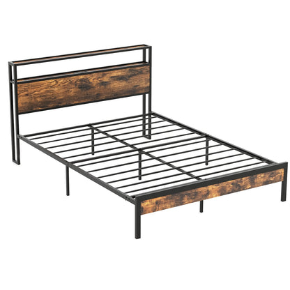Twin/Full/Queen Bed Frame with Storage Headboard and Charging Station