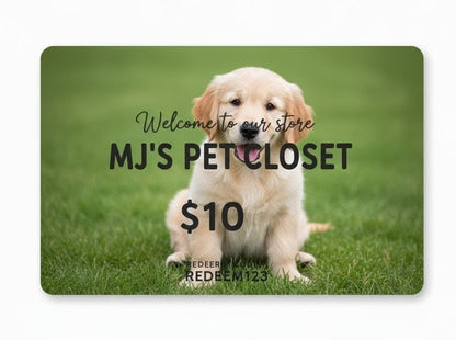 Mj's pet closet gift card