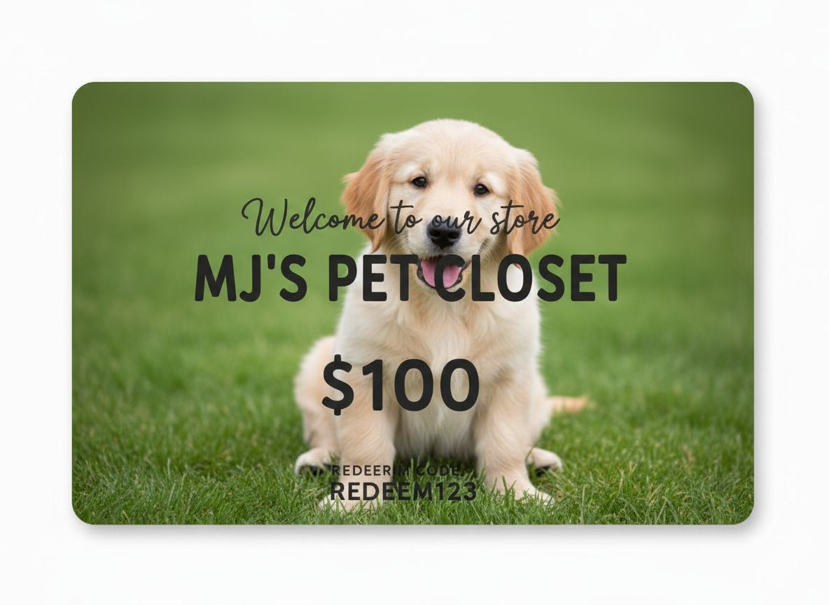 Mj's pet closet gift card