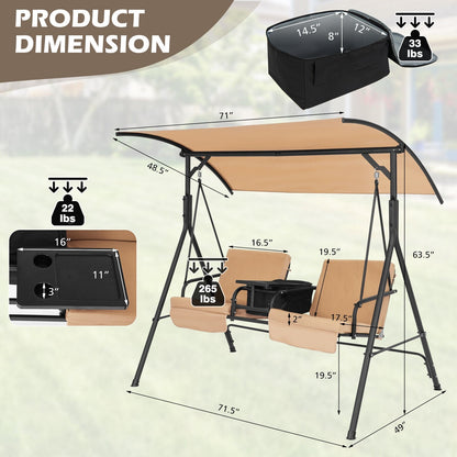 Porch Swing Chair with Adjustable Canopy