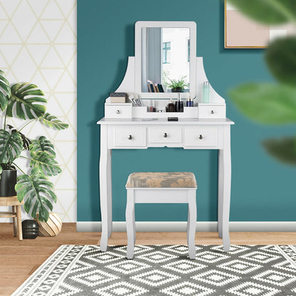 5 Drawers Removable Box Makeup Dressing Vanity Set