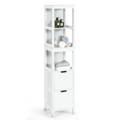 5-Tier Multifunctional Bathroom Floor Cabine Storage with 2 Drawers