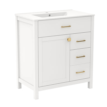 Single Bathroom Vanity with 2 Drawers and 1 Door-White