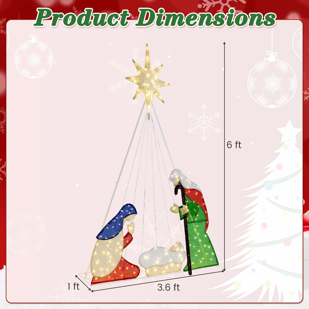 6 Feet Lighted Nativity Scene with 240 LED Lights