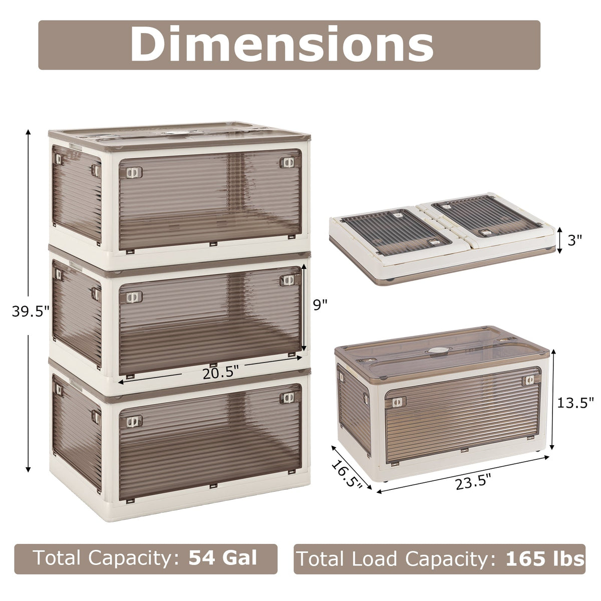 3-Pack Stackable Storage Bins with Lids with 5 Opening Ways