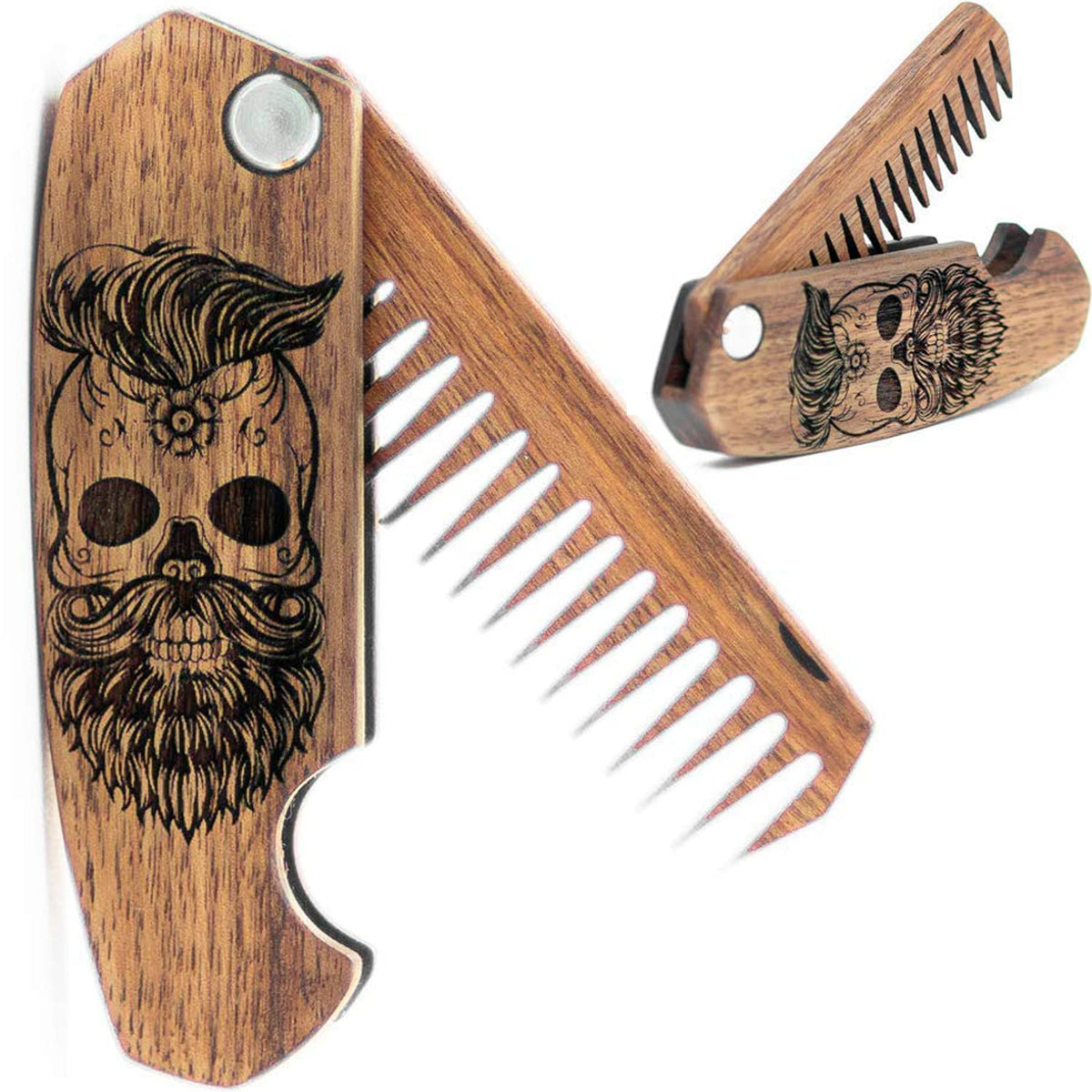 Wooden Beard Comb – Skull Design