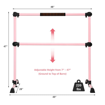 4 Feet Portable Ballet Barre with Adjustable Height