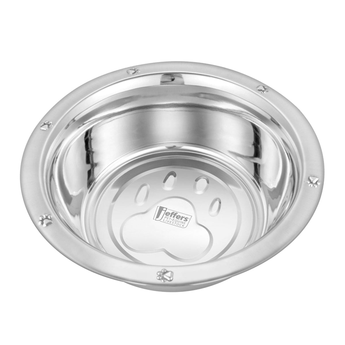 Jeffers Stainless Steel Embossed Wide-Lip Food & Water Pet Bowls