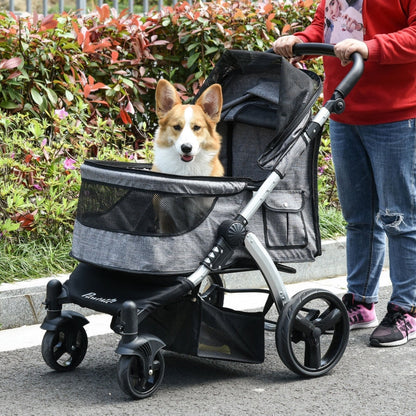 Travel Pet Stroller with Adjustable Handlebar